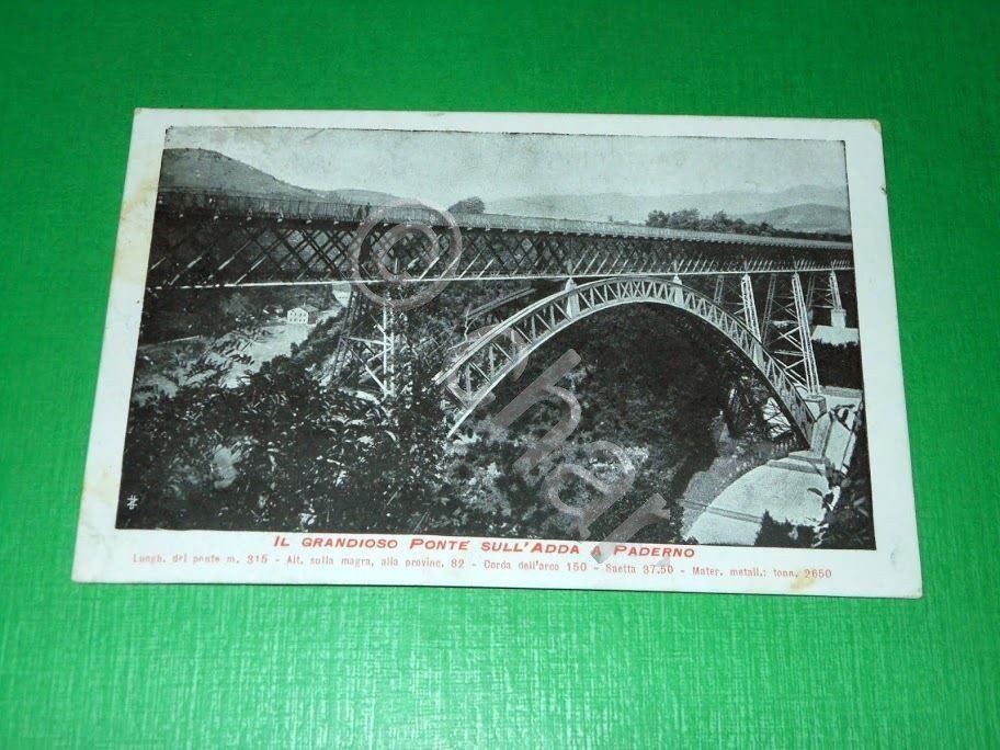 Cartolina Il Grandioso Ponte sull' Adda a Paderno 1912.