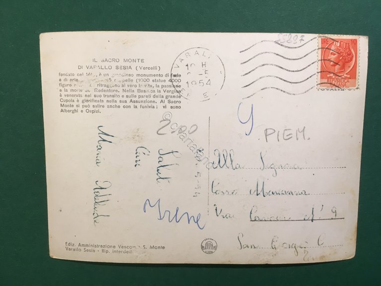 Cartolina Il Sacro Monte Di Varallo Sesia - La Funivia …