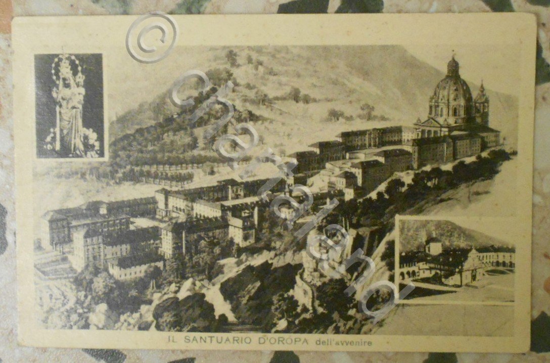Cartolina Il Santuario d' Oropa dell' avvenire - 1930 ca.