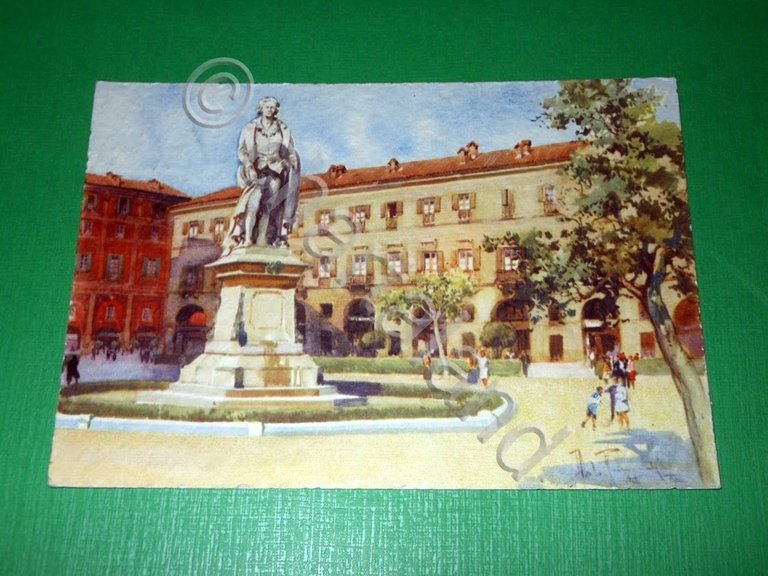 Cartolina illustrata Asti - Monumento a Vittorio Alfieri 1950 ca | Immagine Gallery 2