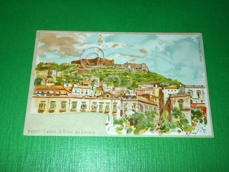 Cartolina illustrata Napoli - Castel S. Elmo da Chiaia 1900 …