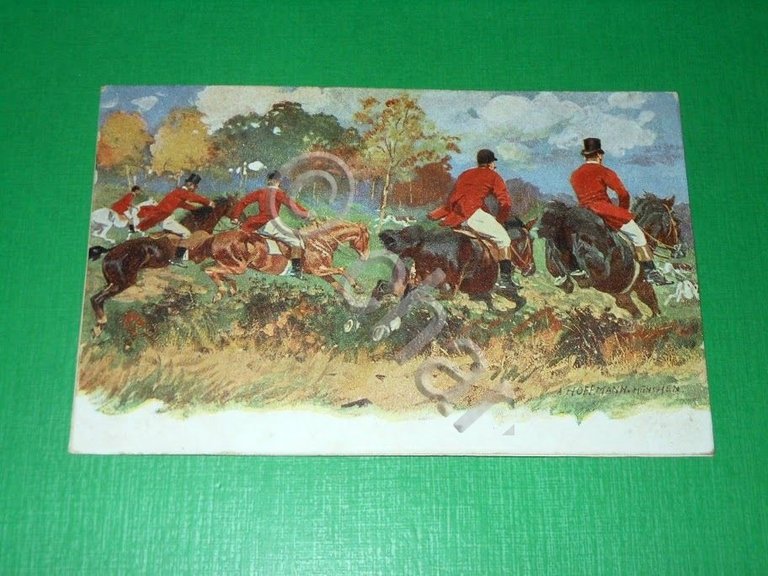 Cartolina illustrata Scena di Caccia - Dest. Alberto Litta Modignani …