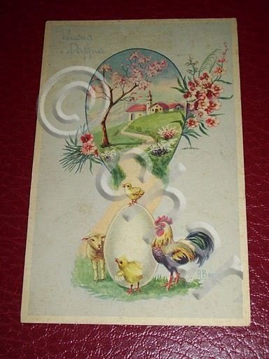 Cartolina Illustratore A. Bassi - Buona Pasqua 1951