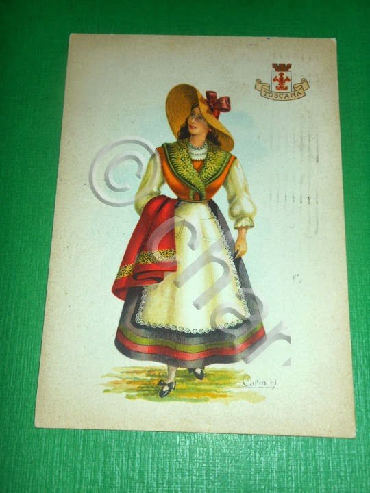 Cartolina Illustratore Carini - Costumi Italiani: Toscana 1958