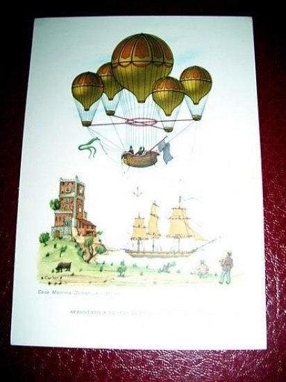 Cartolina Illustratore Carlor - Aerostato francese