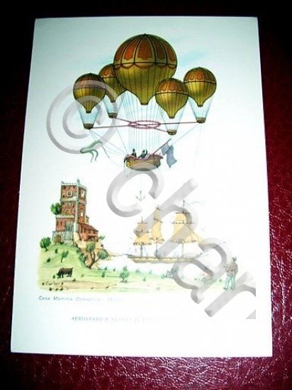 Cartolina Illustratore Carlor - Aerostato francese