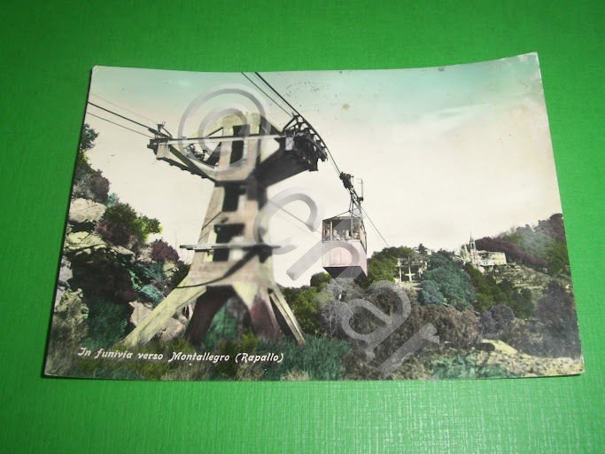 Cartolina In funivia verso Montallegro ( Rapallo ) 1958