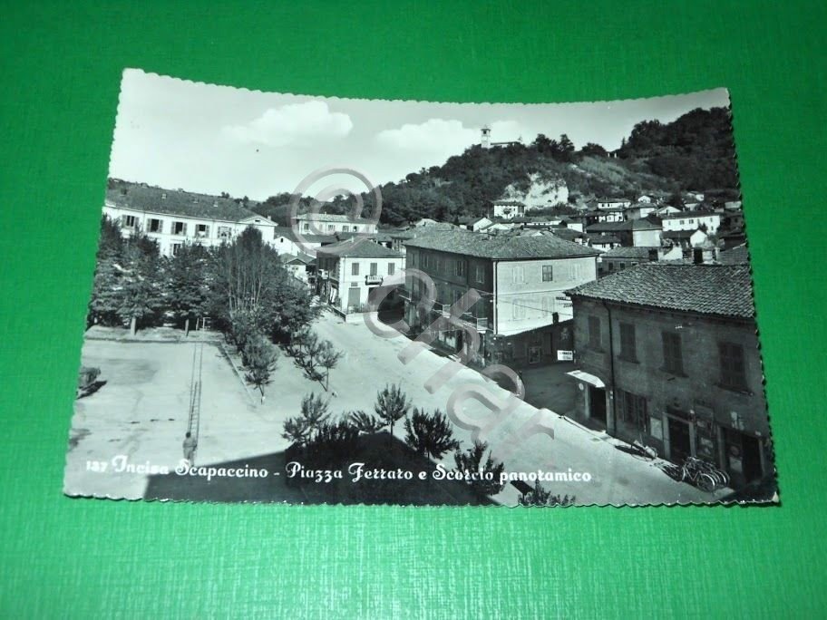 Cartolina Incisa Scapaccino - Piazza Ferraro e Scorcio panoramico 1961.