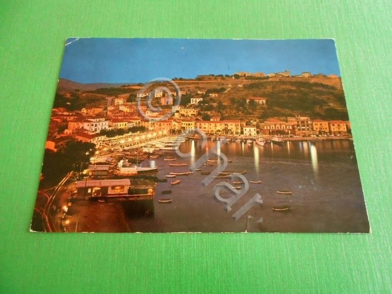 Cartolina Isola d' Elba - Porto Azzurro do notte 1973