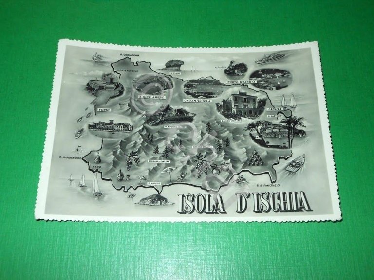 Cartolina Isola d'Ischia - Cartina geografica 1940 ca