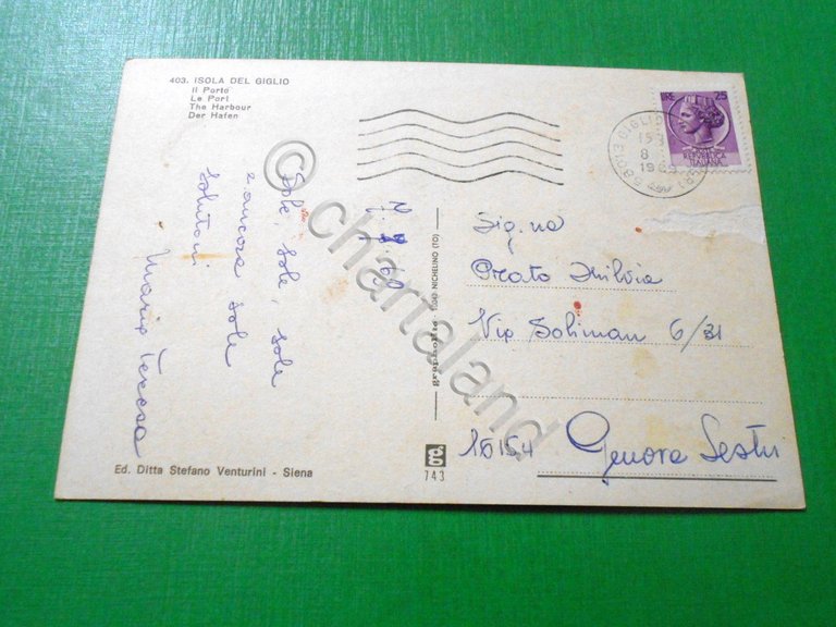 Cartolina Isola del Giglio - Il Porto 1969.