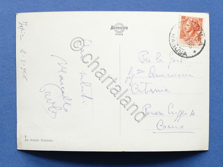 Cartolina Ispica - Piazza Regina Margherita - 1956.