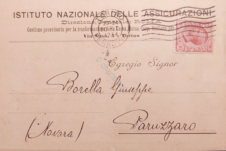 Cartolina Istituto Nazionale delle Assicurazioni Ufficio Soci Isolati Roma 1914