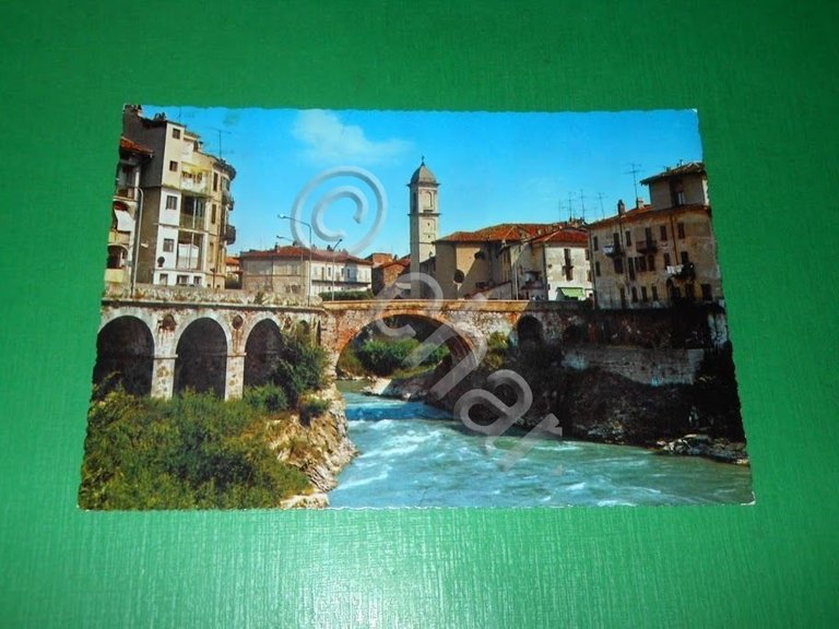 Cartolina Ivrea - Il Ponte Romano sulla Dora Baltea 1974
