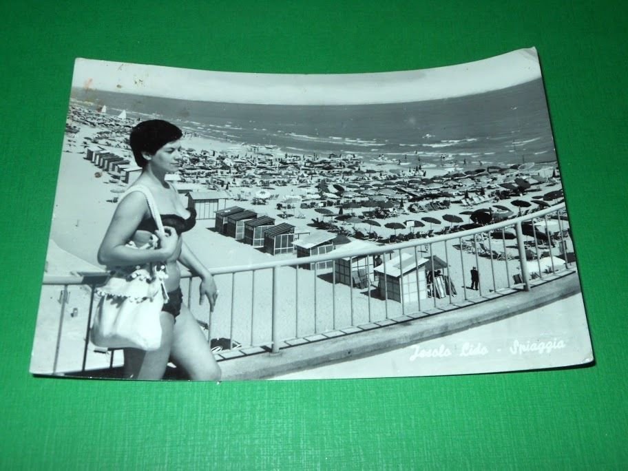 Cartolina Jesolo Lido - Spiaggia 1963.