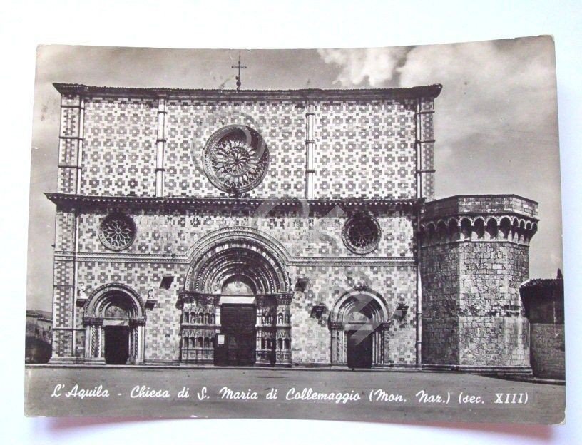 Cartolina L'Aquila - Chiesa S Maria di Collemaggio 1955.