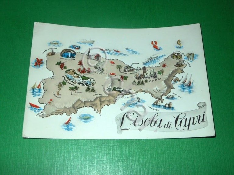 Cartolina L'isola di Capri - Cartina 1960