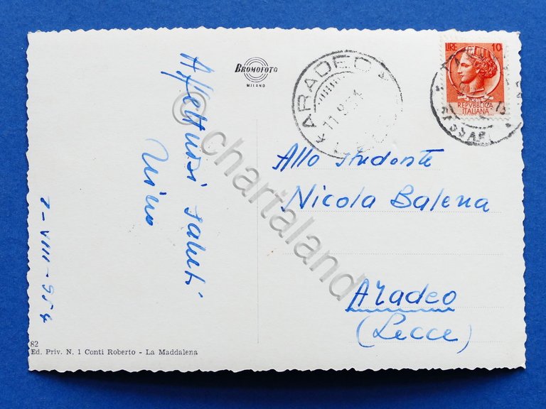 Cartolina La Maddalena - Panorama parziale - 1954