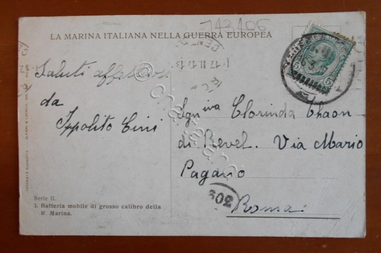 Cartolina La Marina Italiana nella Guerra Europea - 1917