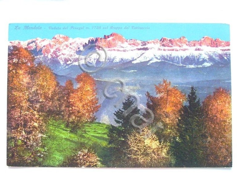 Cartolina La Mendola - Gruppo del Catinaccio 1920 ca