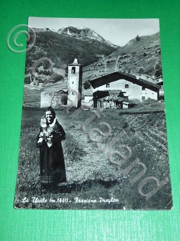 Cartolina La Thuile - Frazione Preylon - Particolare 1955