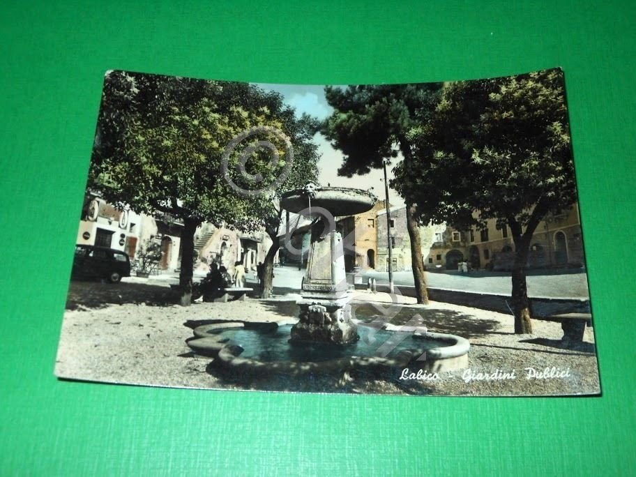 Cartolina Labico - Giardini Pubblici 1955