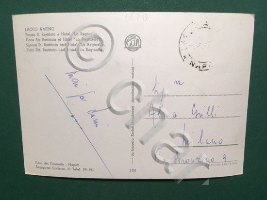 Cartolina Lacco Ameno - Piazza S.Restituta e Hotel "La Reginella" …