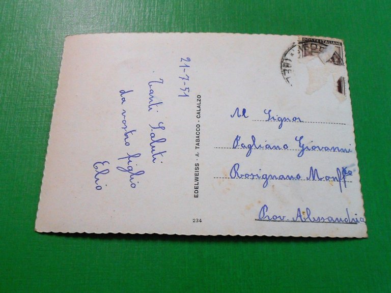 Cartolina Laggio di Cadore - Panorama e M. Tudaio 1951.