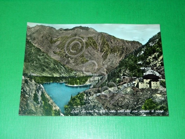 Cartolina Lago Antrona visto dall' alto con sfondo il paese …