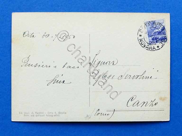 Cartolina Lago d'Orta - Villa Fracassi e dintorni - 1950.