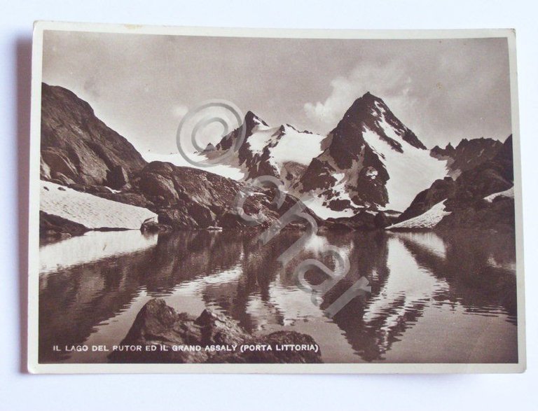 Cartolina Lago del Rutor - Il Grand Assaly 1943.