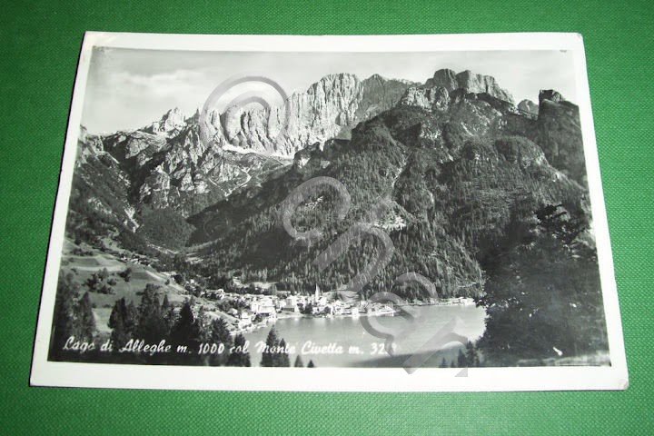 Cartolina Lago di Alleghe col Monte Civetta - Panorama 1951