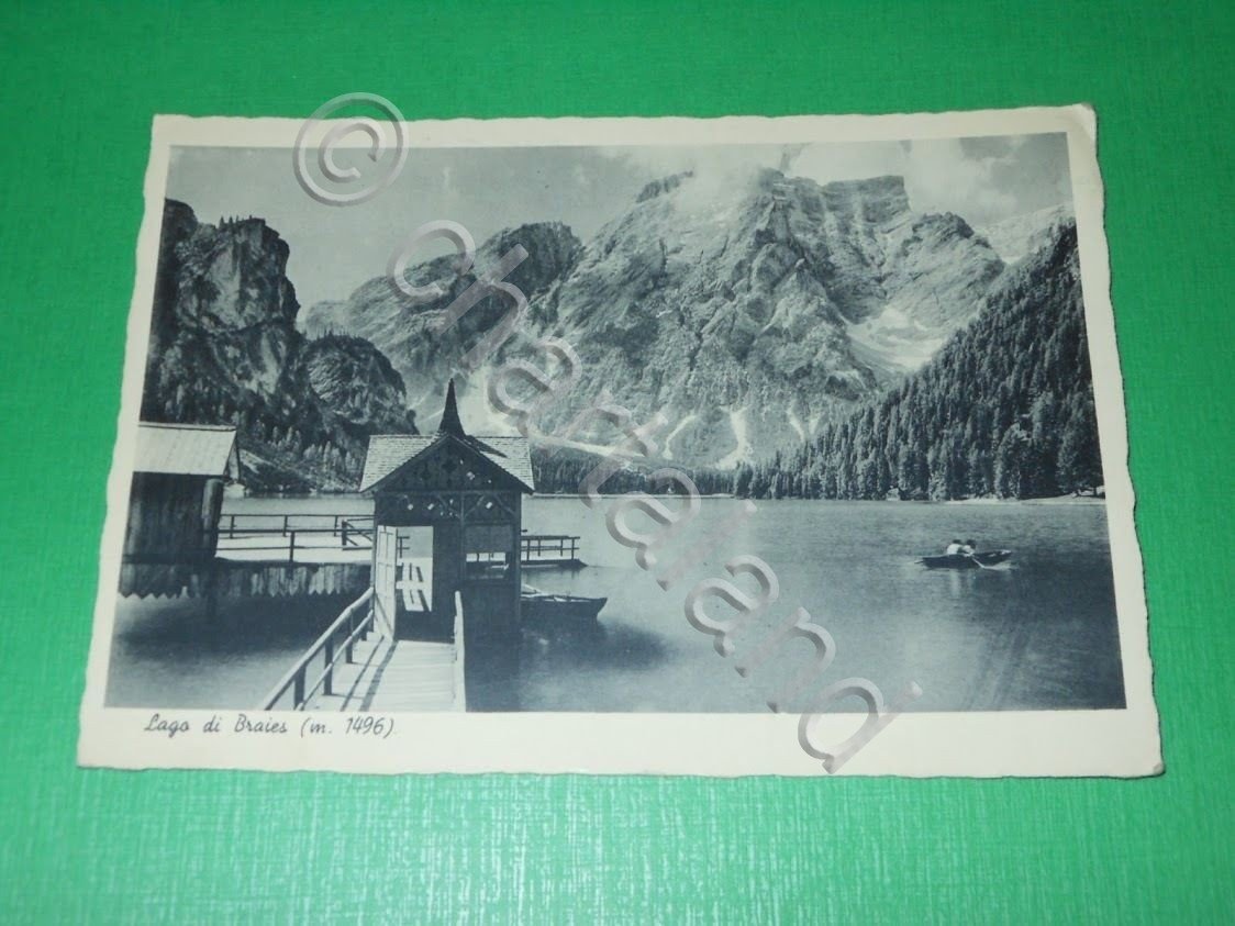 Cartolina Lago di Braies - Veduta 1940 ca.