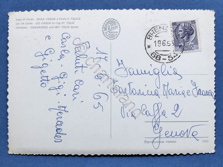 Cartolina Lago di Garda - Isola Garda e Punta S. …