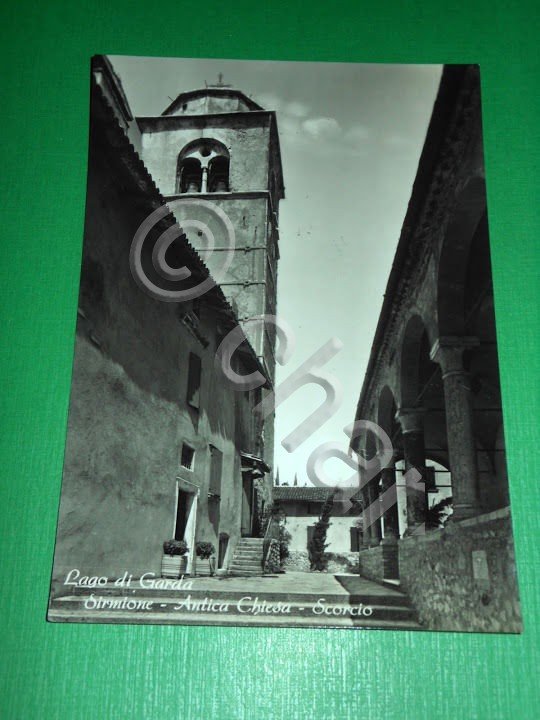 Cartolina Lago di Garda - Sirmione - Antica Chiesa 1955.