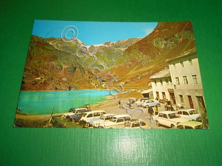 Cartolina Lago di Malciausia con Rocciamelone e Albergo Vulpot 1965.
