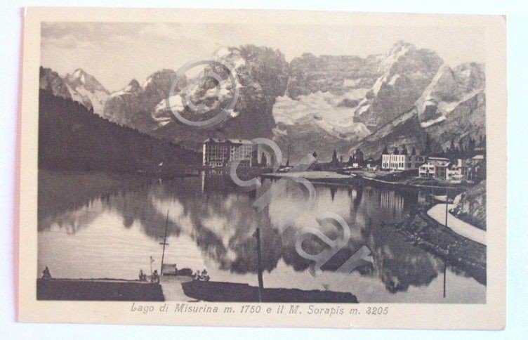 Cartolina Lago di Misurina e il M. Sorapis 1930 ca