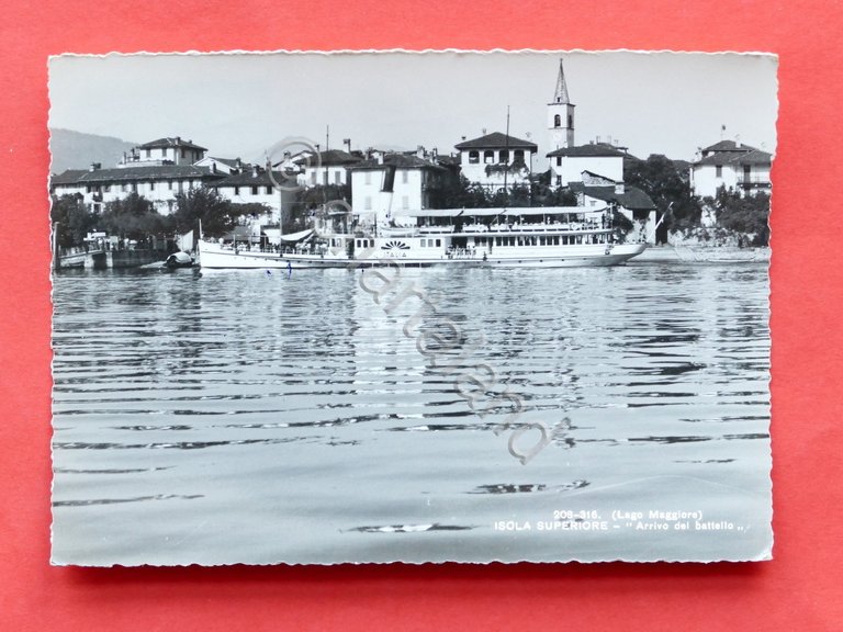 Cartolina Lago Maggiore - Isola Superiore - Arrivo del battello …