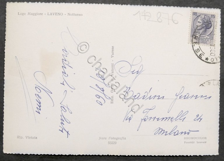 Cartolina Lago Maggiore - Laveno - Notturno - 1960 | Immagine Gallery 2