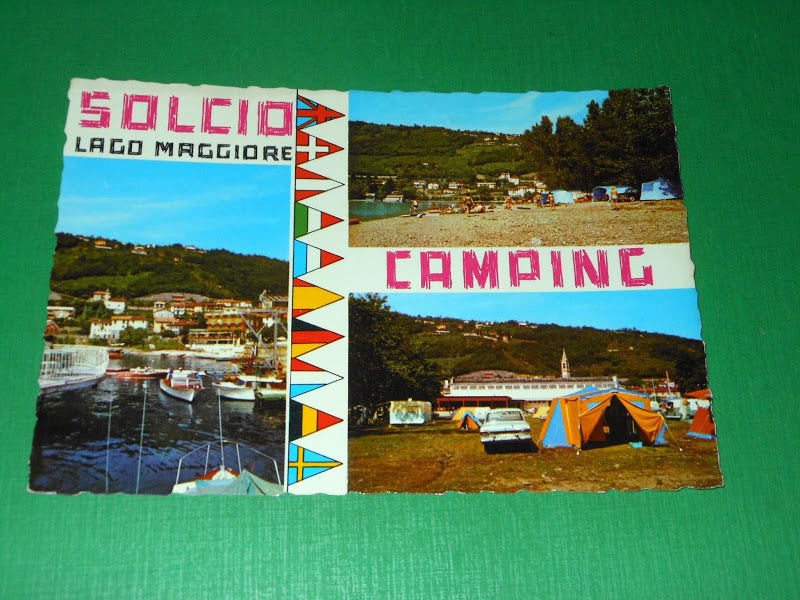 Cartolina Lago Maggiore - Lesa - Camping Solcio 1960 ca.