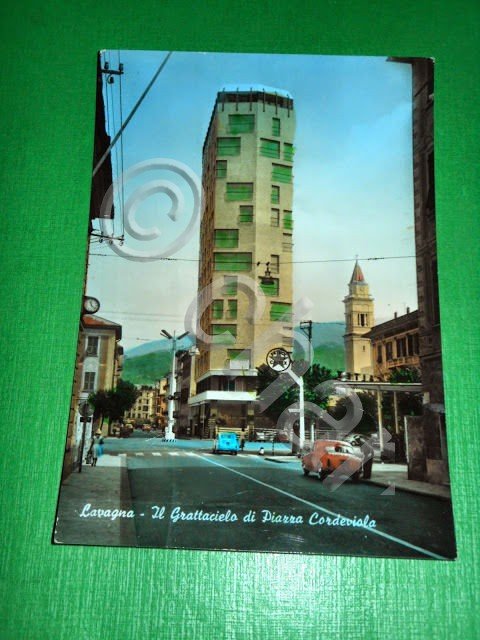 Cartolina Lavagna - Il Grattacielo di Piazza Cordeviola 1962