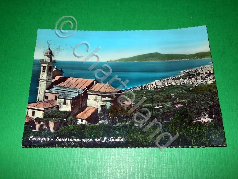 Cartolina Lavagna - Panorama visto da S. Giulia 1961