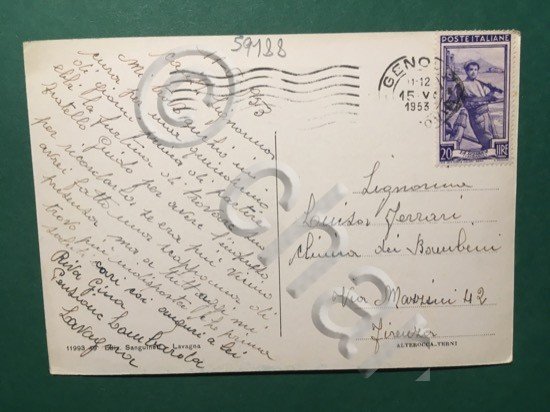 Cartolina Lavagna - Paseggiata Lungomare - 1953