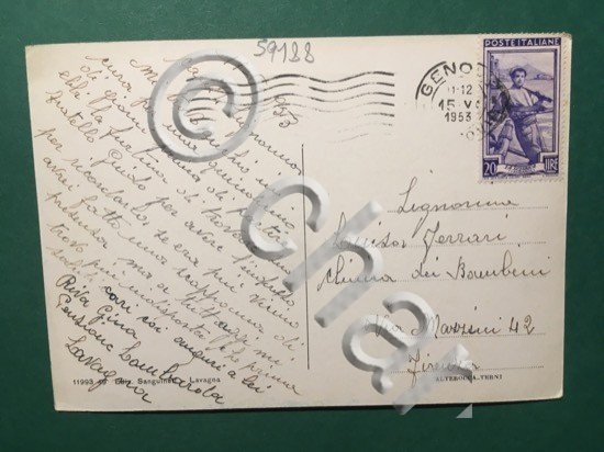 Cartolina Lavagna - Paseggiata Lungomare - 1953