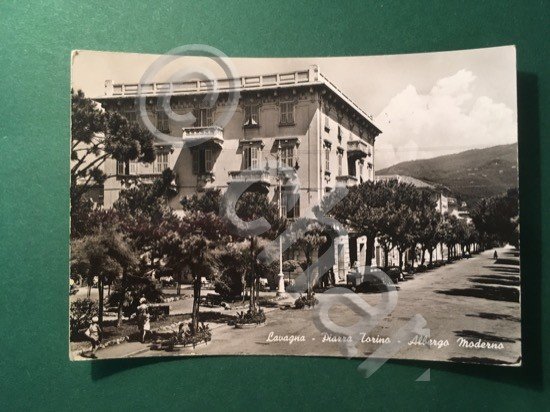 Cartolina Lavagna - Piazza Torino - Albergo Moderno - 1968