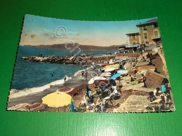 Cartolina Lavagna - Spiaggia - 1957