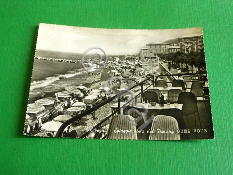 Cartolina Lavagna - Spiaggia vista dal Dancing Chez Vous 1963