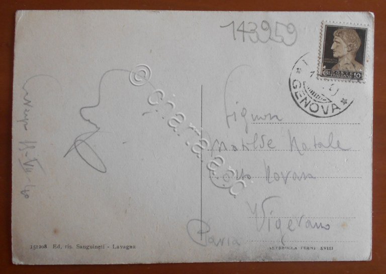 Cartolina Lavagna (Liguria) - La spiaggia - 1940