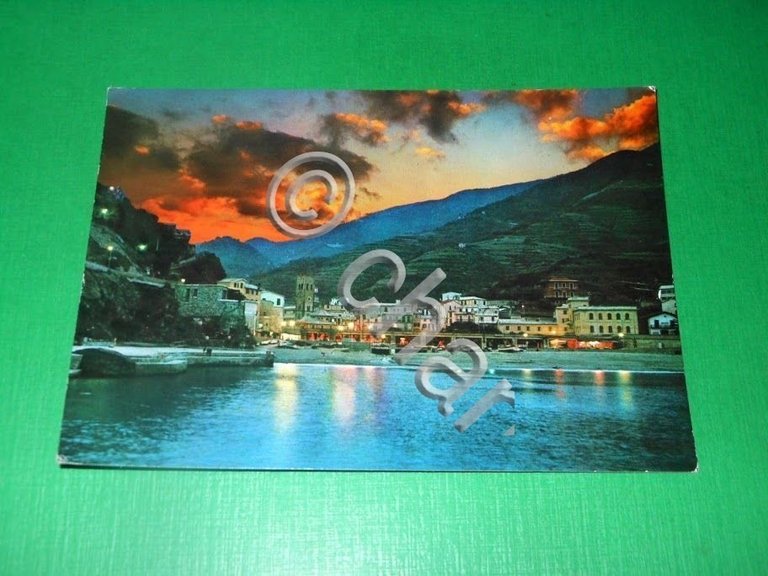 Cartolina Le Cinque Terre - Monterosso - Notturno 1985.