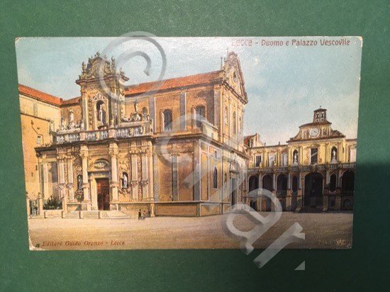 Cartolina Lecce - Duomo E Palazzo Vescovile - 1912